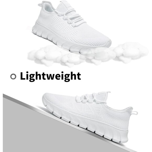 Women White Running Tennis Walking Lightweight Shoes Slip On Workout Sneakers - Picture 4 of 7